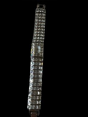 Alto Vintage Statement Crystal Rhinestone Bracelet Watch - Silver Tone